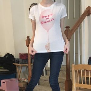 White “Dream On Dreamer” balloon T-shirt